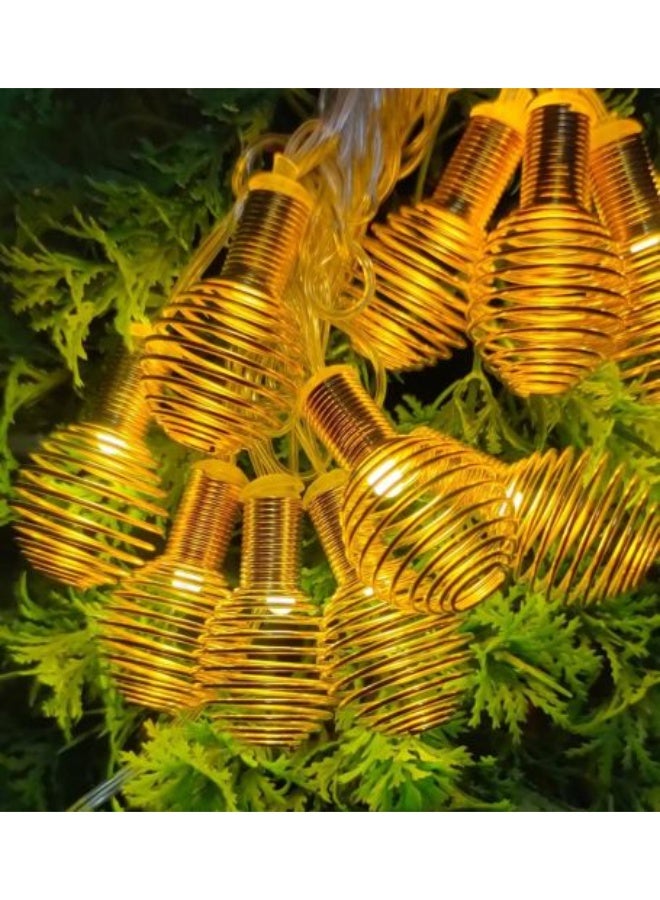 زوبا فرع زينة رمضان من النحاس على شكل لمبات LED، تصميم شبكي ذهبي، إضاءة زينة للحفلات والديكور المنزلي، مع نمط قطرات الماء المضيئة - Image 4